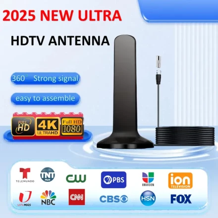 Ultra HD 4K Indoor/Outdoor Antenna - High-Definition Digital TV Signal Booster with Long Range Reception, Supports HDTV, DVB-T2 & More, Satellite HD VHE UHE, Car TV Receiver, 1080P, DAB/FM