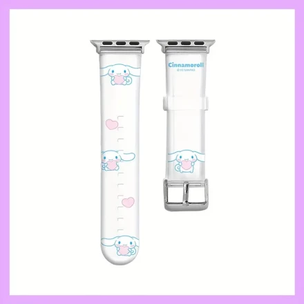 Sanrio Genuine Hellokitty Kuromi Cinnamoroll My Melody Transparent Cartoon Watch Strap Decoration Cute Adjustable 38Mm-49mm Material Watch Wristband Suitable for 8/Se/7/6/5/4/3 Full Series Daily Birthday Christmas Holiday Creative Gift