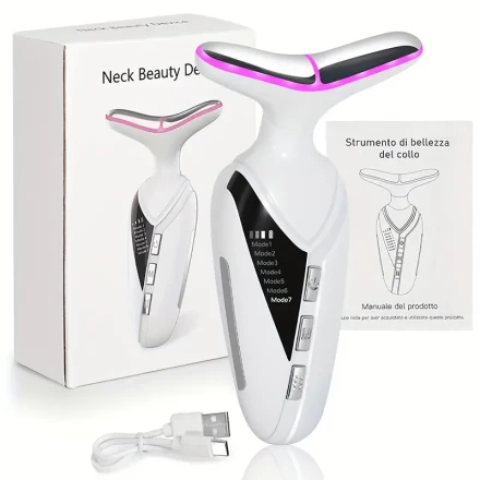 1pc HY CMH 7-Color LED Neck Beauty Device, USB Rechargeable Lithium Polymer Battery, ≤36V Operating Voltage, Portable Skin Care Tool for Home Use, Ideal Gift for Girlfriend and Mother