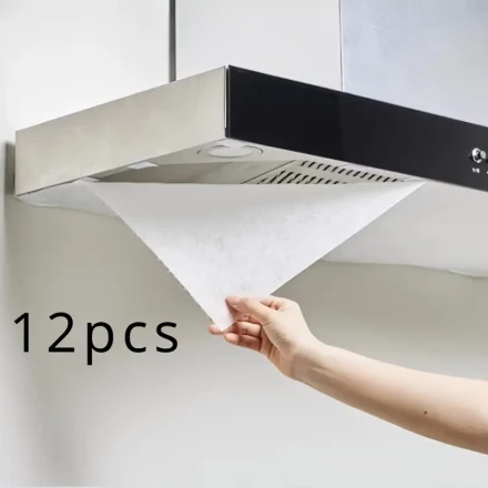 12pcs Polyester Oil-Absorbing Range Hood Filter Sheets - Keep Your Kitchen Clean and Odor-Free, Membrane