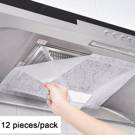 New 12/24Pcs Kitchen Range Hood Oil-Proof Cover, Oil-Absorbing Film Oil-Absorbing Paper Filter Mesh, Disposable Side Oil-Absorbing, Kitchen Supplies