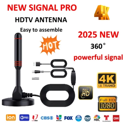 6800 Mile TV High-Definition Signal Receiving Antenna for Permanent Free TV Viewing, Adding Viewing Channels 2025 Latest Portable High-Definition Antenna PRO Digital Antenna Indoor/Outdoor Antenna Supports High-Definition 4K1080, Suitable for All/Smart Tv