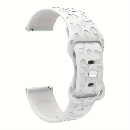 Leopard Print Silicone Watch Strap for Smartwatches - 20mm/22mm, Water Resistant, Expandable Buckle, No Battery Included
