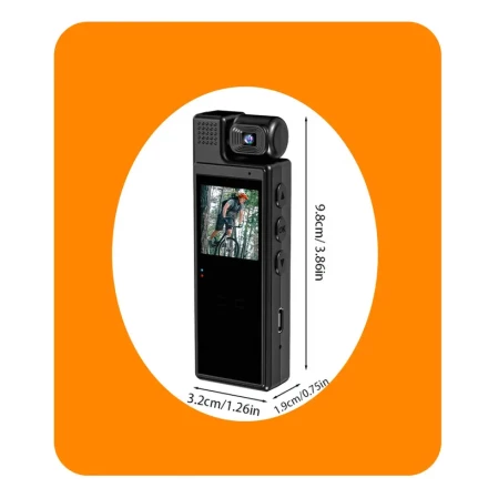 180° Rotatable Lens Body Camera with Night Vision, Wide Angle View – Lightweight, Easy to Wear, Ideal for Personal and Professional Use, Perfect Gift for Christmas, Halloween, Thanksgiving (SD Card Sold Separately), Versatile Security Camera|Compact Body 