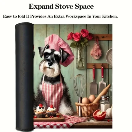 Schnauzer Baking Duo Heat-Resistant Stovetop Protector Mat - 71.12cm x 50.8cm Glass Cover, Scratch & Spill Prevention, Dishwasher Safe Natural Rubber Pad for Kitchen Cooking, Youngsters & Pets Friendly, Stove Cover