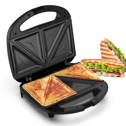 PANCERKA Electric Sandwich Maker, 750W, Non-Stick, Double-Sided Heating, with Indicator Lights, Remote Control, Easy Clean & Compact Design, for Grilled Cheese, Breakfast, Snacks, with 220-240V, EU Plug