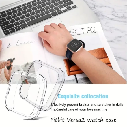 A 1pc Or 2pcs Screen Protector Case Designed for The Fitbit Versa Series, Offering Full Coverage with a Transparent Soft TPU Plated Design Suitable for Both Men And Women. This Trendy Smart Case Serves As a Comfortable Accessory, Providing Protection with