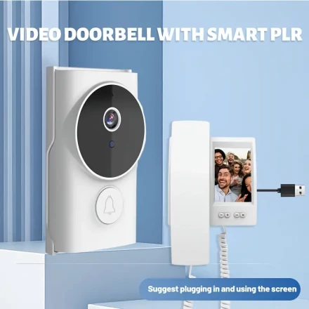 1 set Wireless Video Doorbell with Screen Display, Real-Time Indoor Monitoring, Enhanced Night Vision, Two-Way Audio, Long Battery Life, Local Storage, No App or Network Required - Perfect for Home Security and Elderly Care