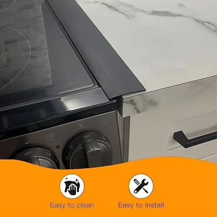 1pc EasyInstall Silicone Stove Gap Filler - Self-Adhesive Sealing Strip for Kitchen Countertop & Wall Edge, No Power Needed, EasyClean