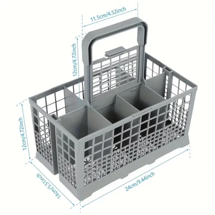 1pc Space-Saving Foldable Plastic Dish Rack Basket with Multifunctional Cutlery Holder - Easy to Clean, Durable Accessory for Dishwasher, Compatible with 99% Full Size Models