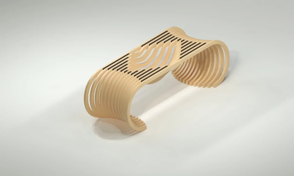 Designer bench with a cutout