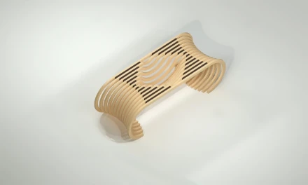 Designer bench with a cutout