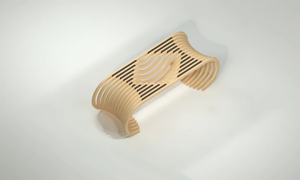 Designer bench with a cutout