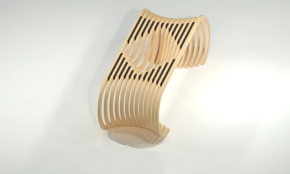 Designer bench with a cutout