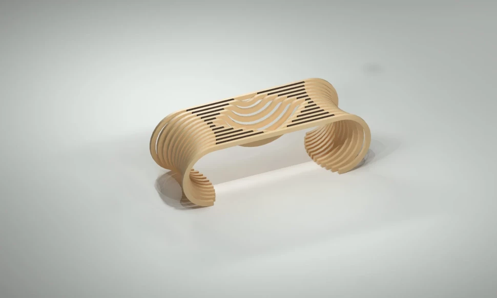 Designer bench with a cutout
