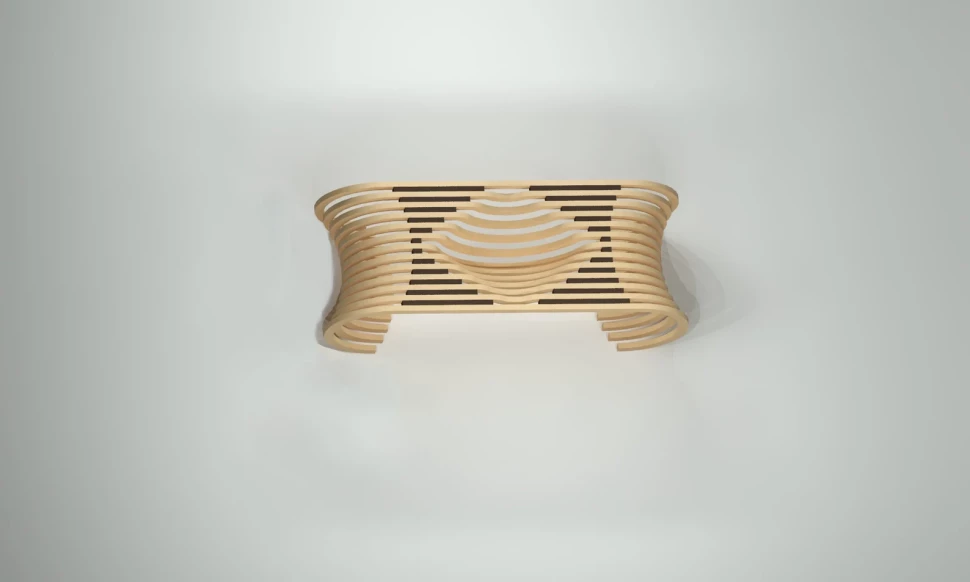Designer bench with a cutout