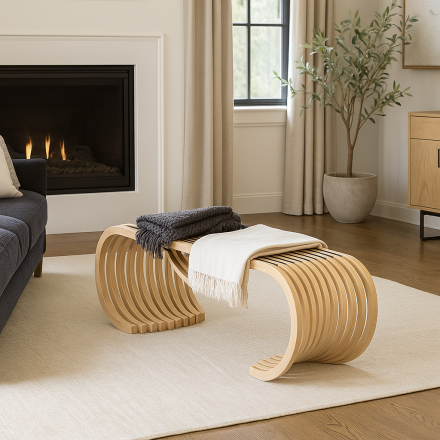 Designer bench with a cutout