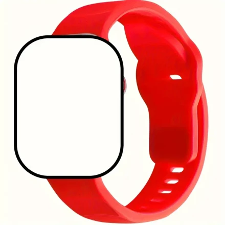 1pc Silicone Watch Band for Apple iWatch Series 3/4/5/6/7/8/SE/Ultra - Adjustable Wave Square Buckle, Solid Color, Sports Replacement Wristband, No Battery Required