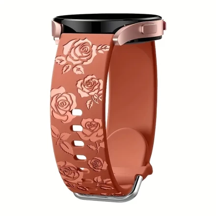 Floral Engraved Silicone Sport Band 20mm for Galaxy Watch 7, 6, 5, 4 (40mm, 44mm), 5 Pro, 6 Classic (47mm), Watch 4 Classic, Active 2 - Soft, Cute, Non-Electronic,