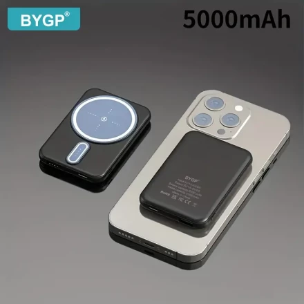 New 5000mAh Magnetic Wireless Power Bank for Apple 15pro/14max/13/12 Android Phones with LED Power Display, Portable Charger for Outdoor Travel Emergency Backup Power Bank, Gift