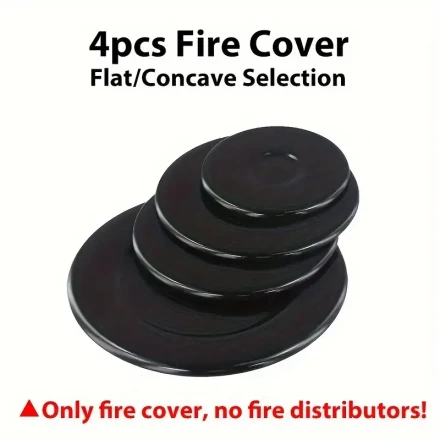 4pcs Sabaf Fire Cover Set for Gas Stoves - Flat/Concave Options, Durable Material, Ideal for Oven Burner & Stove Head Accessories, Stove Top Protectors