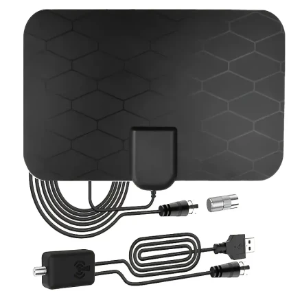 4K Ultra HD Indoor TV Antenna with Signal Booster, Hexagonal Grid Design for Enhanced Reception, USB-Powered HDTV Adapter for Smart and Analog TVs, Supports 1080P and 4K Resolution, Antenna for Tv