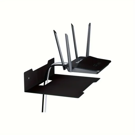3-Tier Wall-Mounted Floating Shelf for TV, Projector, Router, Speaker, Camera, Game Console & Decorative Storage - Carbon Steel Construction, Black Modern Design, Multi-Purpose Organizer for Home or Office, Home Office Shelf|Sleek Black Finish|Durable Con
