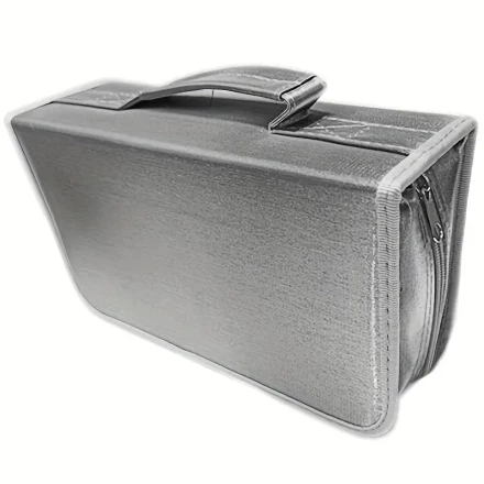 128-Slot Portable DVD Storage Case, Nylon CD Organizer Bag with Layered Shelves, Brushed Finish, for Media and Tools