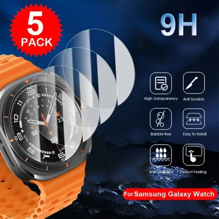 5pcs Tempered Glass Screen Protector for SamSung for Galaxy Watch Ultra FE Watch7 Watch6 40mm 44mm Watch5 Pro 45mm Watch4 Watch6 Classic 42mm 46mm 43mm 47mm Anti-Scratch Film for Galaxy Watch Ultra FE 7 6 4 5 Pro Classic Clear Glass Cover Screen Film
