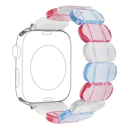 Stylish Resin Stretchy Watch Band for Apple Watch 46/38/40/41/42/44/45/49mm - Elastic Bracelet Strap with Marbled Brown, Black & White Patterns, ABS Material, Compatible with Series Ultra/SE/10/9/8/7/6/5/4/3/2/1, Unisex Design for Men and Women, Stylish W
