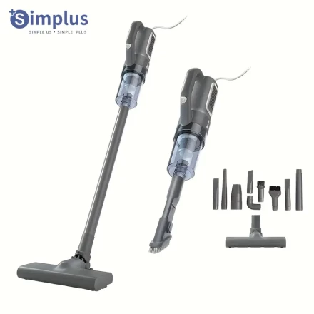 Simplus Corded Vacuum Cleaner, 16000PA High Suction Power, 400W, 0.5L Large Capacity Dust Cup, 4m Long Cord, Dual High-Efficiency Filtration System, Includes 2-in-1 Multi-Purpose Nozzle with Brush, 220-240V European Standard Plug, 82dB Quiet Operation for