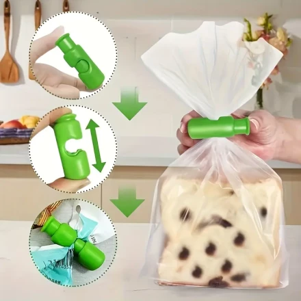Multi-Purpose Bag Clip Sealer for Chips, Snacks, and Bread – Manual Plastic Sealing Tool with Adjustable Grip, Green, Kitchen Essential, Freshness Preservation|Efficient Sealing|Secure Grip Sealer, Chip Bag Clips
