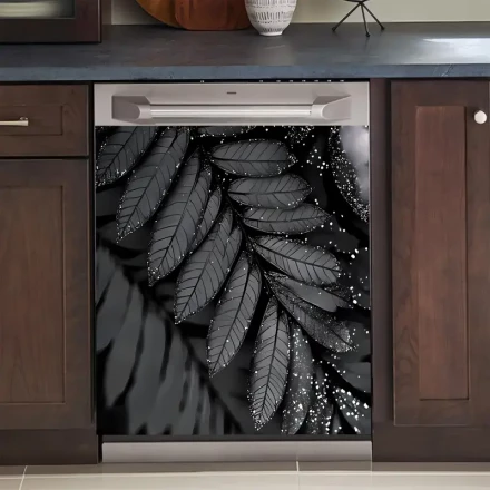 Dishwasher Cover Decorative Suite, Large Polishing Metal, PVC Material, Magnetic, with Kitchen Dishwasher Decal, Refrigerator Panel, for Dishwasher Front Door Decoration