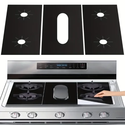 3pcs Stove Covers, Stove Protectors For Gas Range, Stove Burner Covers For Gas Stove Top, Reusable Non-Stick Washable Stove Guard, Heat Resistant Protectors