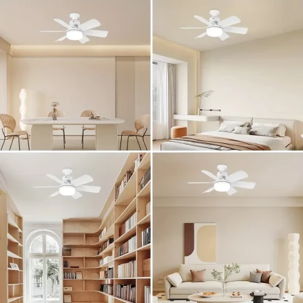 20-inch smart fan with remote control, E26/E27 base, 3-speed adjustable wind speed, LED lighting with three-color temperature adjustment, suitable for bedrooms, balconies, living rooms, storage rooms, garages. Easy to install