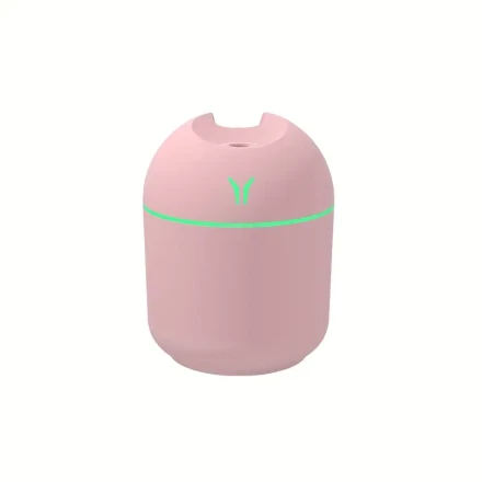 Compact USB-Powered Air Humidifier & Aroma Diffuser - High Mist, Sleek Circular Design in Pink & Light Blue, Battery-Free Operation - Ideal for Home and Desktop Use