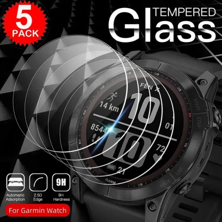 5pcs Tempered Glass Screen Protector for Garmin Fenix 7 7S 7X Pro 6 6S 6X Pro Glass Screen Protector Garmin Forerunner 965 955 945 935 645 220 235 245 255 255S 265 164 45 55 Glass Cover Screen Film Anti-Scratch HD Clear Protective Glass Film