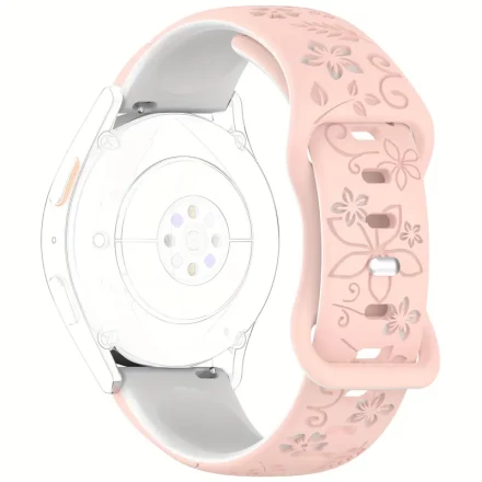 1pc Silicone Two-Tone Floral Engraved Band, 18/20/22mm, Soft Sport Strap for Amazfit GTR, Huawei, Xiaomi, Garmin, Samsung Gear/Galaxy Watch - Not Water Resistant