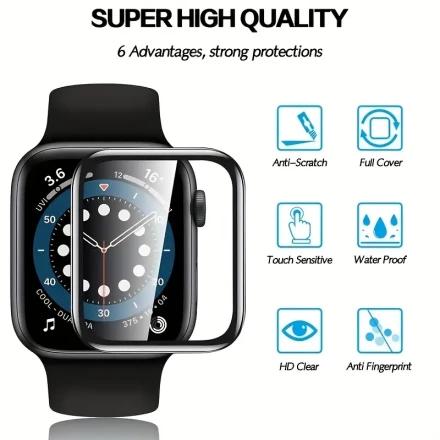 4pcs Screen Protector Film for iWatch 7 6 SE 5 4 8 9 40mm 41mm 42mm 44mm 45mm 46mm 38mm Ceramic Film for iWatch Ultra 49mm Non-Glass