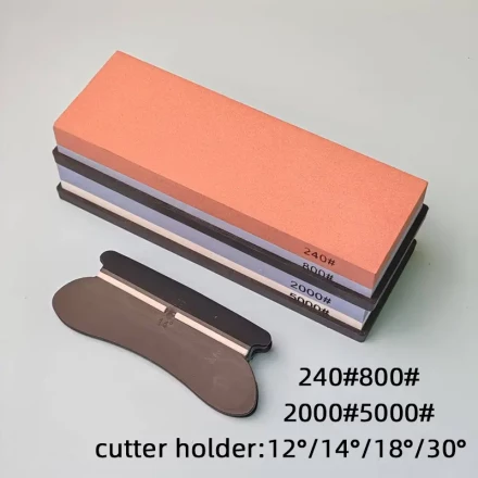 2pcs set of double-sided oilstone kitchen knife auxiliary tools, anti slip base, oilstone sharpening stone, fixed knife clip