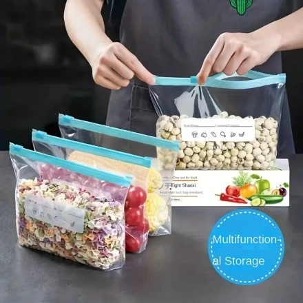 10-Pack Leakproof Reusable Vacuum Sealer Bags - PET Material Freshness Seal Food Storage Bags for Kitchen Organization