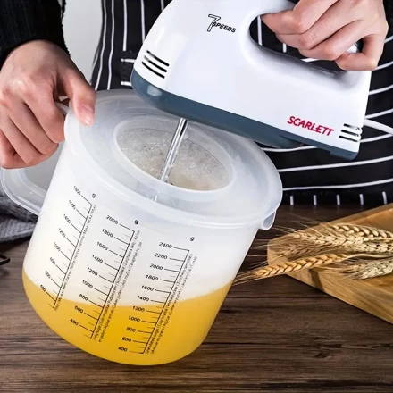 1pc 5L Clear Plastic Baking Cup with Lid - Heat-Resistant Kitchen Mixing Bowl, No Battery Required, Durable Restaurant Mixing Tool