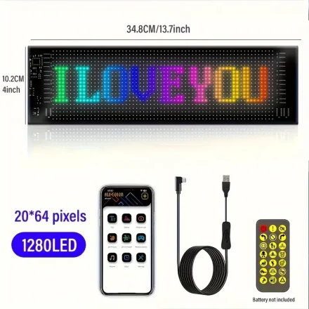 Wireless-Controlled LED Pixel Display with DIY Animation & App Control – Wall-Mountable or Desktop Use, USB Powered for Home Decor, Art Projects, Game Rooms, Parties, and Holiday Lighting