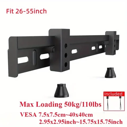 1pc Iron Wall-Mounted TV Stand, Universal Two-Hole Fixed Bracket, Ultra-Thin TV Holder, for Bedroom, Hotel, and Conference Room