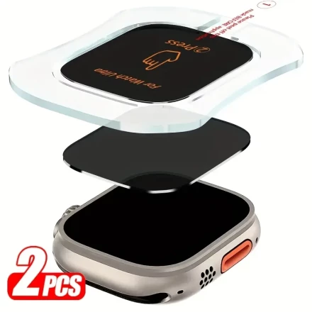 2-Pack Tempered Glass Privacy Screen Protector for Apple Watch Ultra 1/2, 49mm, 9H Hardness, Easy Installation, Anti-Scratch, Dust-Proof