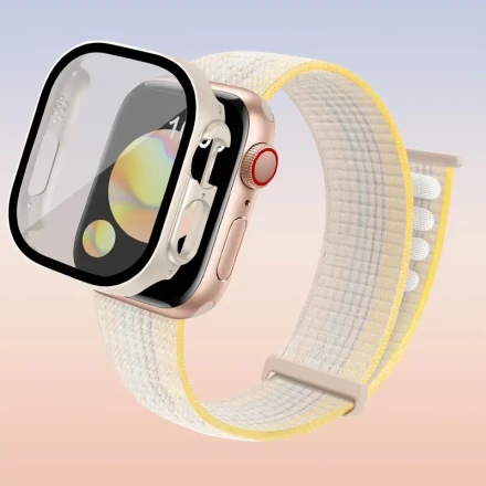 3-in-1 Nylon Watch Band Bundle for Apple Watch: Soft & Comfortable Sporty Wristband with Protective Case & Tempered Glass Film - Versatile & Durable, Fits 38mm to 49mm Models, for iWatch Ultra Series 10/9/8/7/6/SE/4/3/2/1 - Ideal Gift for Any Occasion, fo