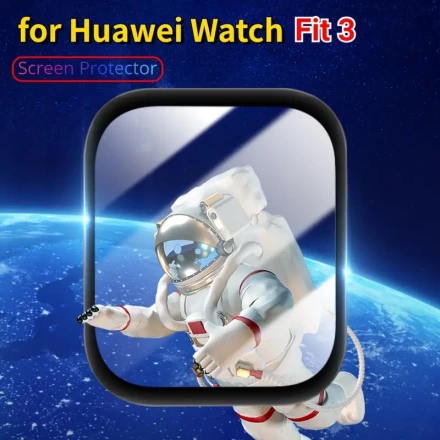 Astronaut-Themed Screen Protector for Huawei Watch Fit 3 - Anti-Scratch, Thermoplastic Polyurethane Film, 3H Hardness, Clear Viewing Experience