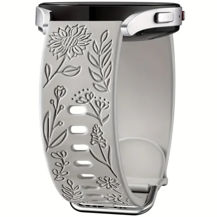 Sunflower Engraved Bands Compatible with Samsung Galaxy Watch 7/Watch 5/Watch 4/Watch 6 40mm 44mm for Women men, Samsung Galaxy Watch 5 Pro 45mm/Galaxy Active 2/Galaxy Watch 3/Galaxy Watch 6 Classic Band, 20mm Soft Silicone Replacement Sport Strap