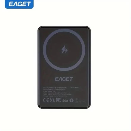 EAGET 20W Magnetic Wireless Power Bank, 10000mAh Foldable Portable Charger with USB-C, Mag-Safe, Fast Charging for iPhone 16/15/14/13/12 Pro/Pro Max/Plus/Mini, Rechargeable Lithium Polymer Battery