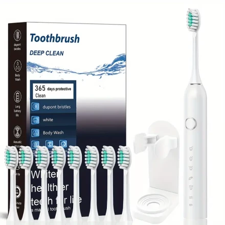 Rechargeable Electric Toothbrush for Adults, 6 Cleaning Modes, USB Charging, 800mAh Lithium Polymer Battery, Deep Clean Soft Bristle Tooth Cleaner for Men and Women
